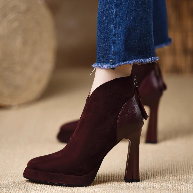 

Модные женские ботильоны нового стиля из натуральной кожи, больших размеров, по длине стопы, ботильоны до щиколотки, с острым носком, на боковой молнии, зимняя обувь для женщин 39