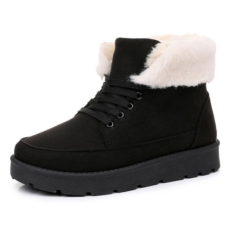 Women's Boots Low Heels Winter Boots With Fur Snow Boots Ankle Botas Mujer  New Winter Footwear Comfortable Fur Shoes Woman