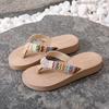 Women's Summer High Heel Wedge Sandals - Faux Jute Rope Sole Flip-Flops
