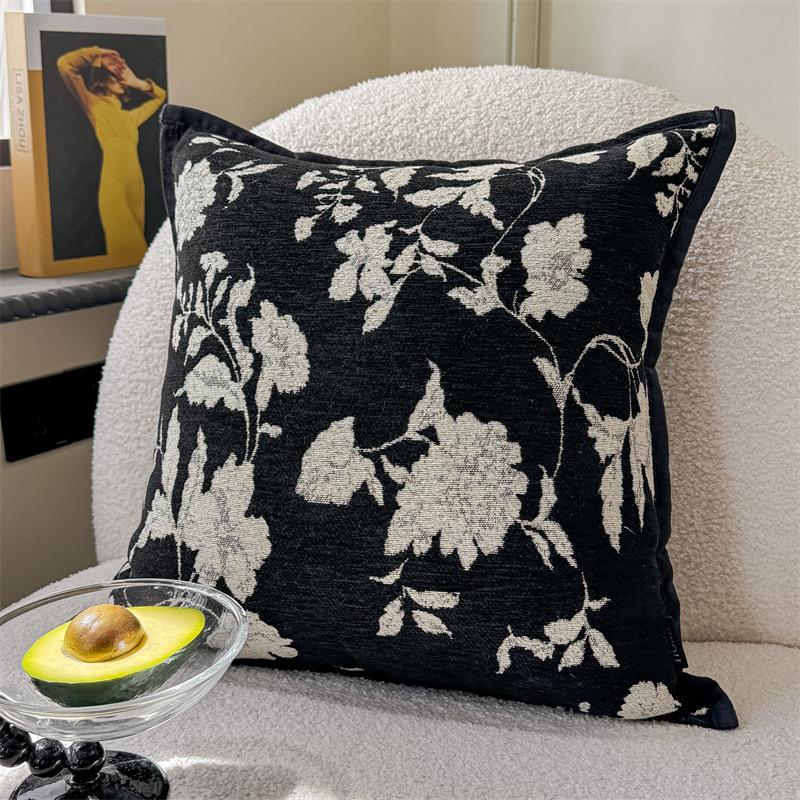 Vintage Floral Soft Chenille Decorative Pillow Cover 45x45cm Brown Grey Green Cushion Cover for Sofa Bed Home Living Room Decor