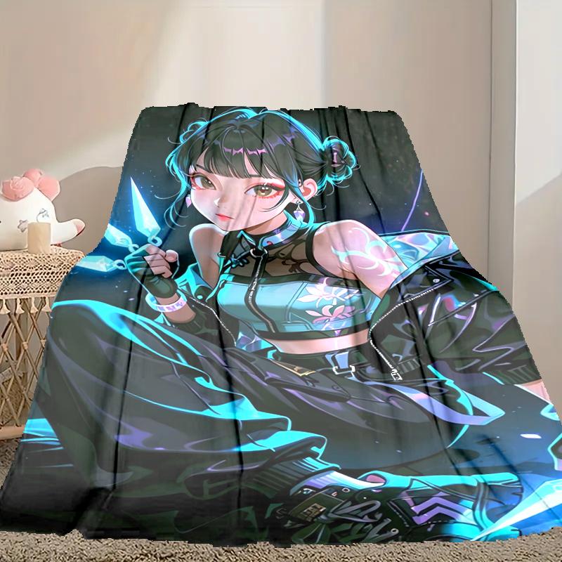 1pc Kpop Demon Hunters Blanket, Cozy Valentine's Day Blanket, Multi-functional Nap Blanket Available Throughout the Four Seasons