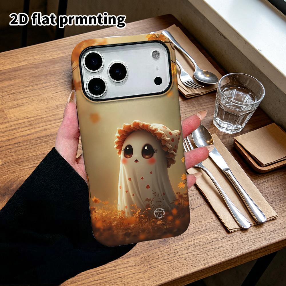Phone Case: 2D Flat Design Suitable for iPhone 18, 17, 16, 15, 14, 13 Pro Film Protective Case, Couple Style, Sleep Hat Ghost, Christmas and Halloween