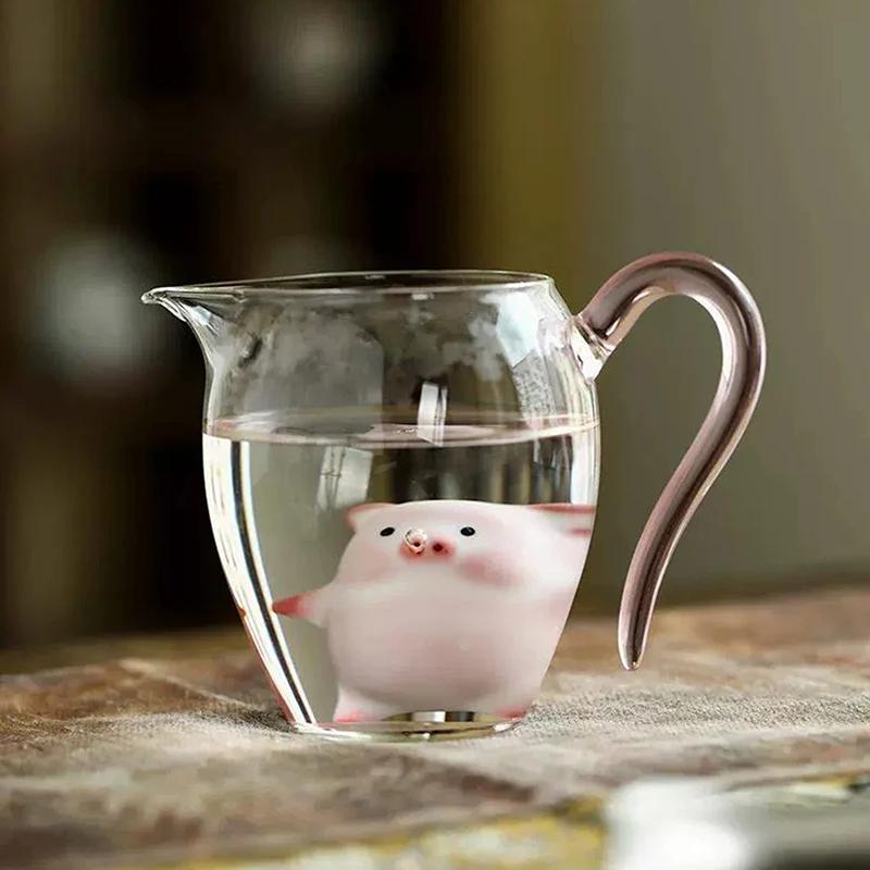 Cartoon Ceramic Tea Cup Little Pig Spit Bubbles Under Bottom Funny Teacup Procelain Water Cups Mug
