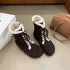 2025 Autumn and Winter New Round Head Velvet Lamb Wool Low Tube Thin Martin Snow Shoes Warm Women's Short Boots