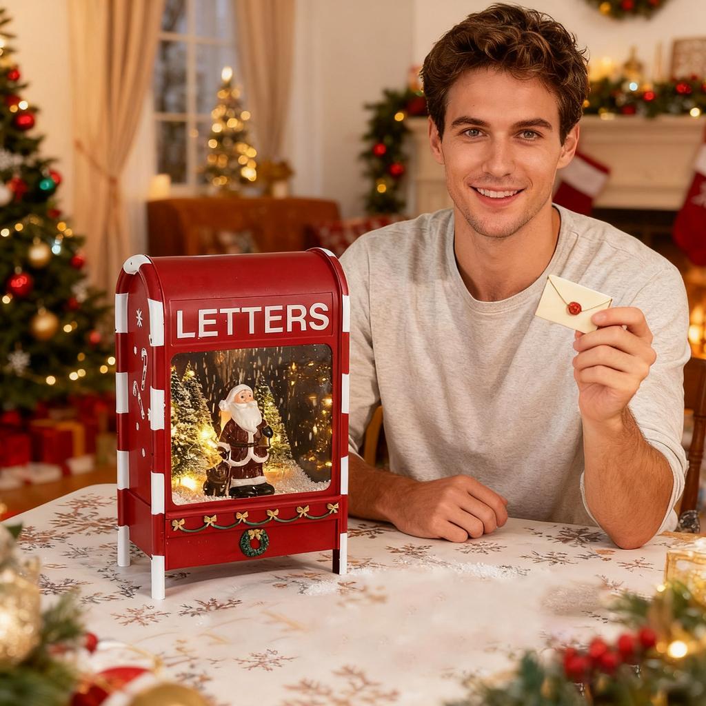 Christmas Mailbox Floating Snow Little Snowman Christmas Decoration Ornament Music Box Creative Ornament