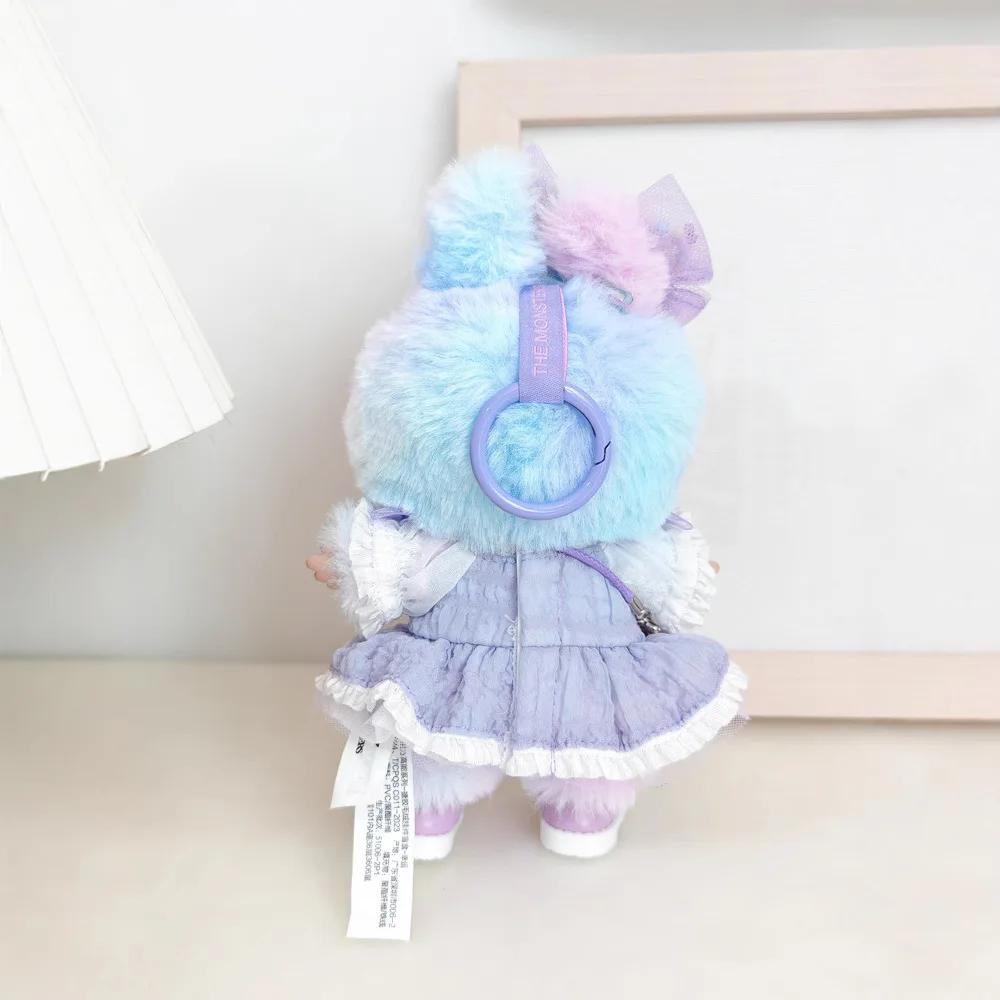 עבור 15/17 ס"מ Labubu בובת קטיפה ויניל בגדים Labubu תליון שמלת פפיון סגול בר מזל Labubu V1/V2/V3 אביזרי בגדים