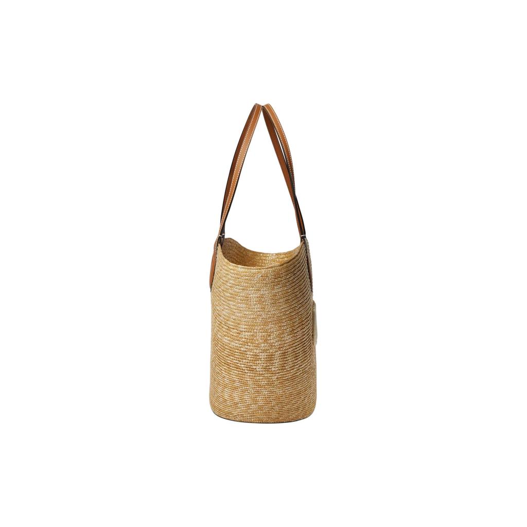 Gucci Woven Straw Tote Bag Leather Trim Large Capacity Beach Handbag 779530-9AAE9-9541