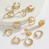 12pcs/set Vintage Gold Color Irregular Geometric Open Rings For Women Exaggerated Metal Thick Chunky Finger Ring Party Jewelry