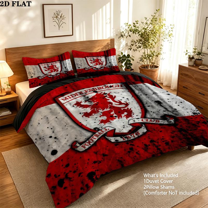 Middlesbrough Bedding Quilt Set Quilt Cover Pillowcase Home Decoration Birthday Gift (1 * duvet cover + 2 * pillowcase, without core)
