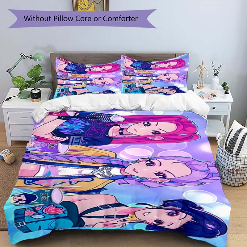 3pcs Duvet Cover Set (1*Duvet Cover + 2*Pillowcase, Without Core),KPop Demon Hunters Print Bedding Set, Bedroom Decor, All‑Season, Birthday Gift