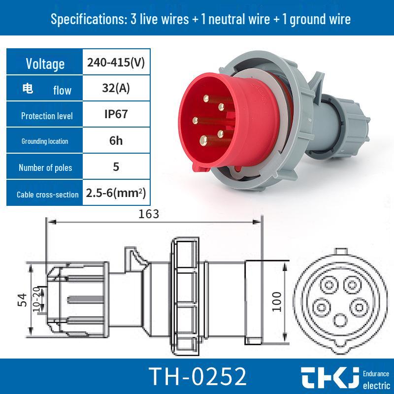 Waterproof Industrial Plug Socket Connector IP67 - 16A/32A, 3/4/5 Pin