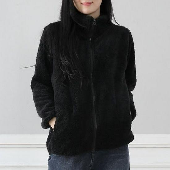 Women's Double-Sided Fleece Hoodie Jacket - Warm, Velvet Thickened, Stand Collar Zipper Cardigan for Winter