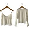 New Arrivals Open Run Women Slim Fit Ribbed Knit Long Sleeve Bustier Set