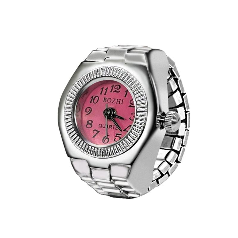 Vintage Punk Finger Watch Mini Elastic Strap Alloy Watches Couple Rings Jewelry Clock Retro Roman Watch Rings Women Men