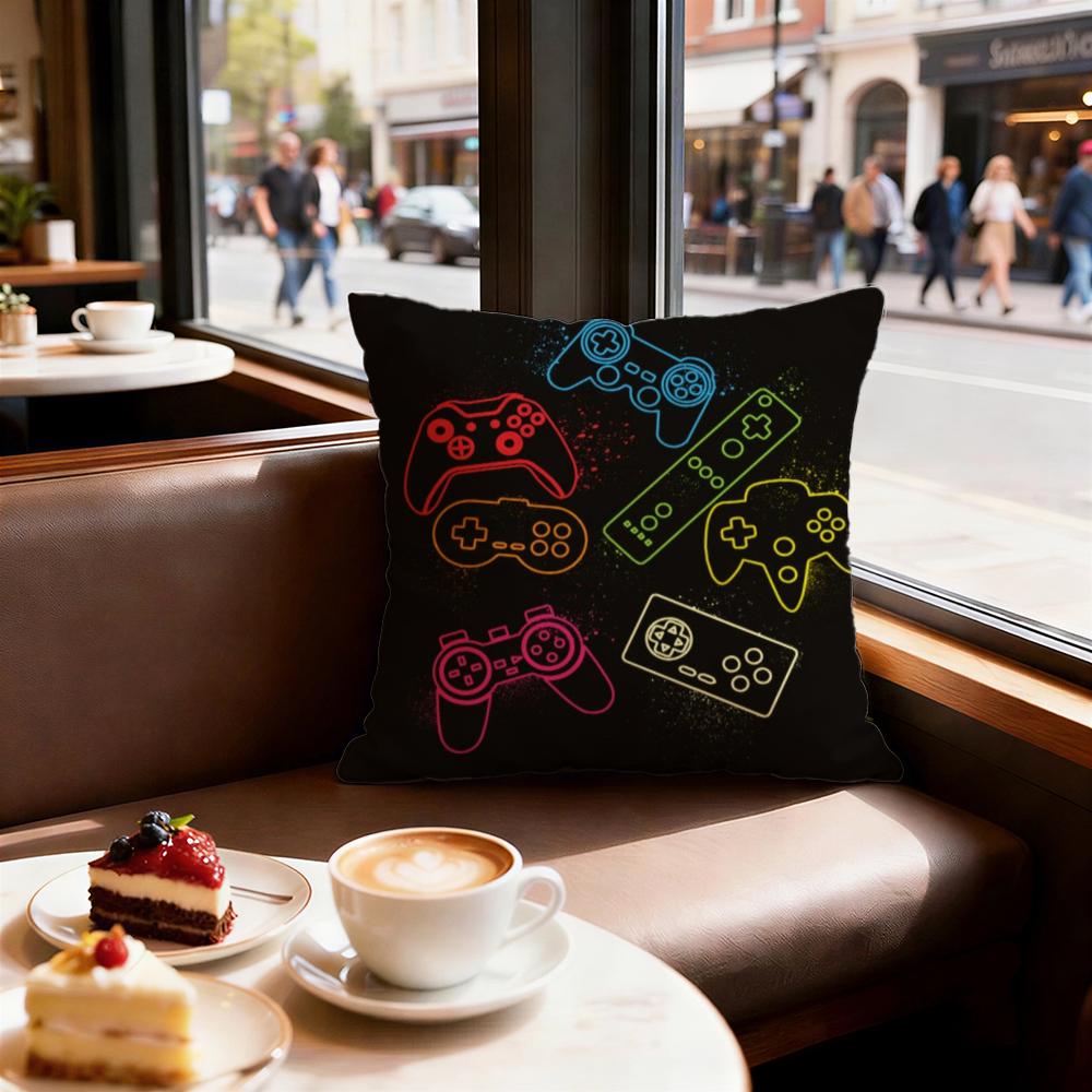Pattern Colorful Graffiti Game Gamepad Cushion Cover Decorative Cushions Covers Cover Sofa 50X50 Pillow 4 Piece 45X45 40X40
