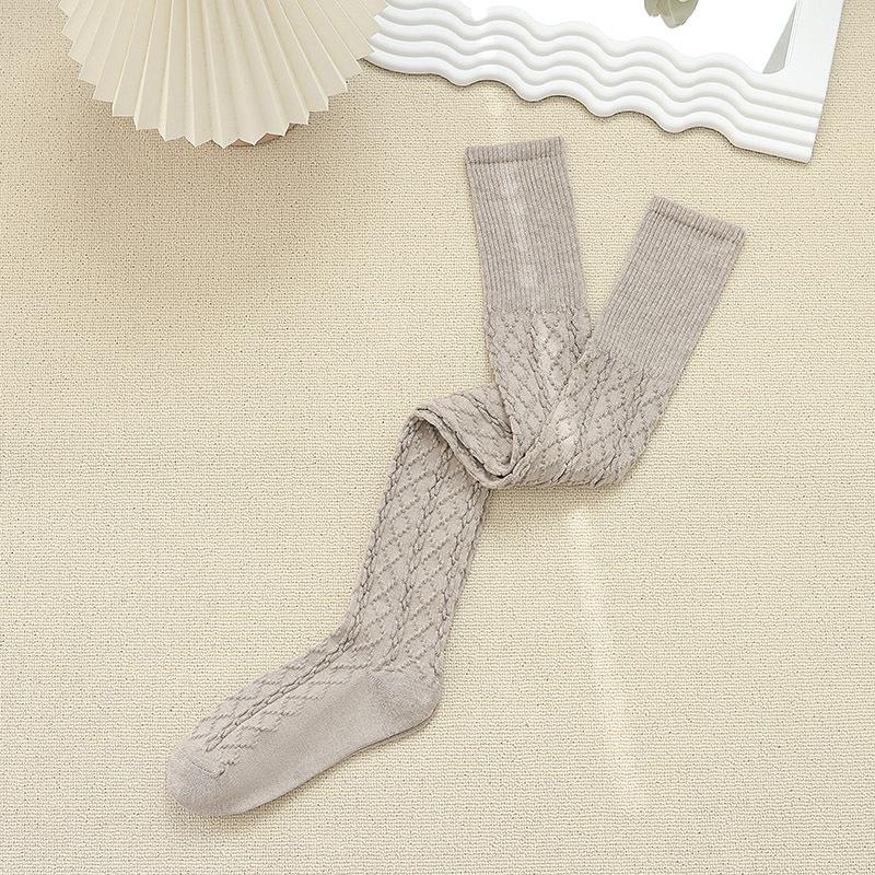 Knee Socks Women'S Autumn And Winter Solid Color Japanese Jk Calf Socks Cotton Relief Twist Simple White High Tube Socks Knee Pads