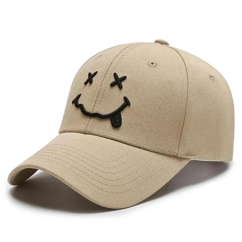 

Unisex Smiling Face Embroidery Baseball Caps Spring Autumn Outdoor Adjustable Casual Hats Sunscreen Hat Sports Cap хаки