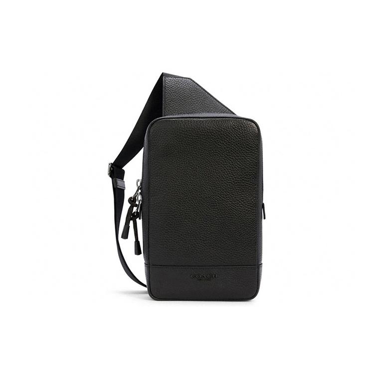 

New COACH Turner Cow Leather With Fabric Sling Bag, Fanny Pack, Shoulder Bag, Crossbody Bag Regular Men s Black C2950-QBBK 16.0*5.6*26.9CM