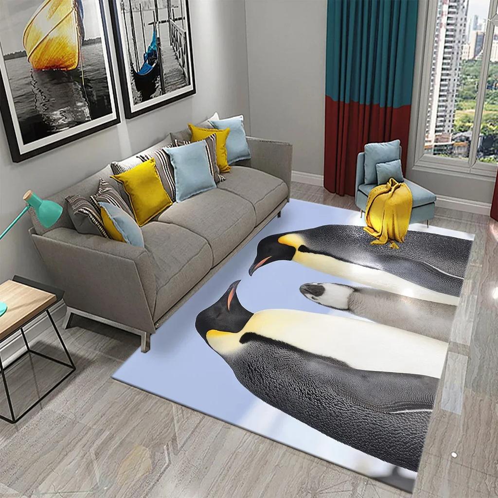 Antarktis Pinguin Muster Teppich Niedliches Tier Großer Teppich für Wohnzimmer Schlafzimmer Dekor Bereichsmatten Badezimmer Rutschmatte Teppich