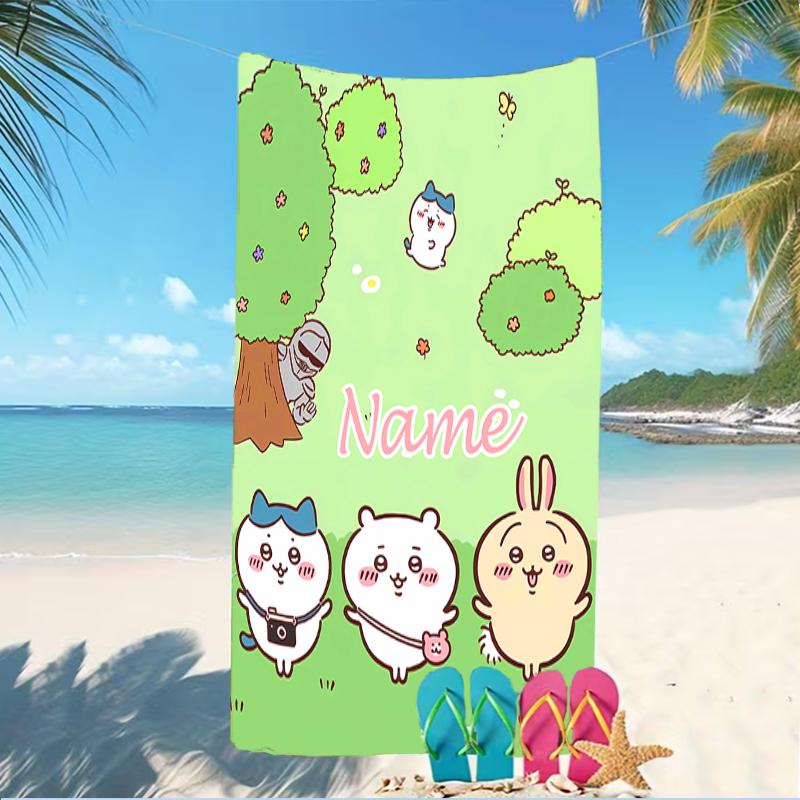 Customizable personalized beach towels Chiikawa themed designs.Suitable for the beach, yoga, sports;ideal as beach accessories