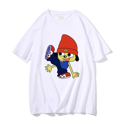 Parappa The Rapper Koszulka Męska Damska Czarna Modna Hip Hop Luźny T-shirt Krótki Rękaw Mężczyzna Bawełniana Koszulka Śmieszne Koszulki Unisex