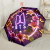 Floral Bts Neon Artwork Portable Automatic Umbrella Folding Umbrella with 8 Ribs Foldable Design All-Season Use Vibrant Pattern Umbrella