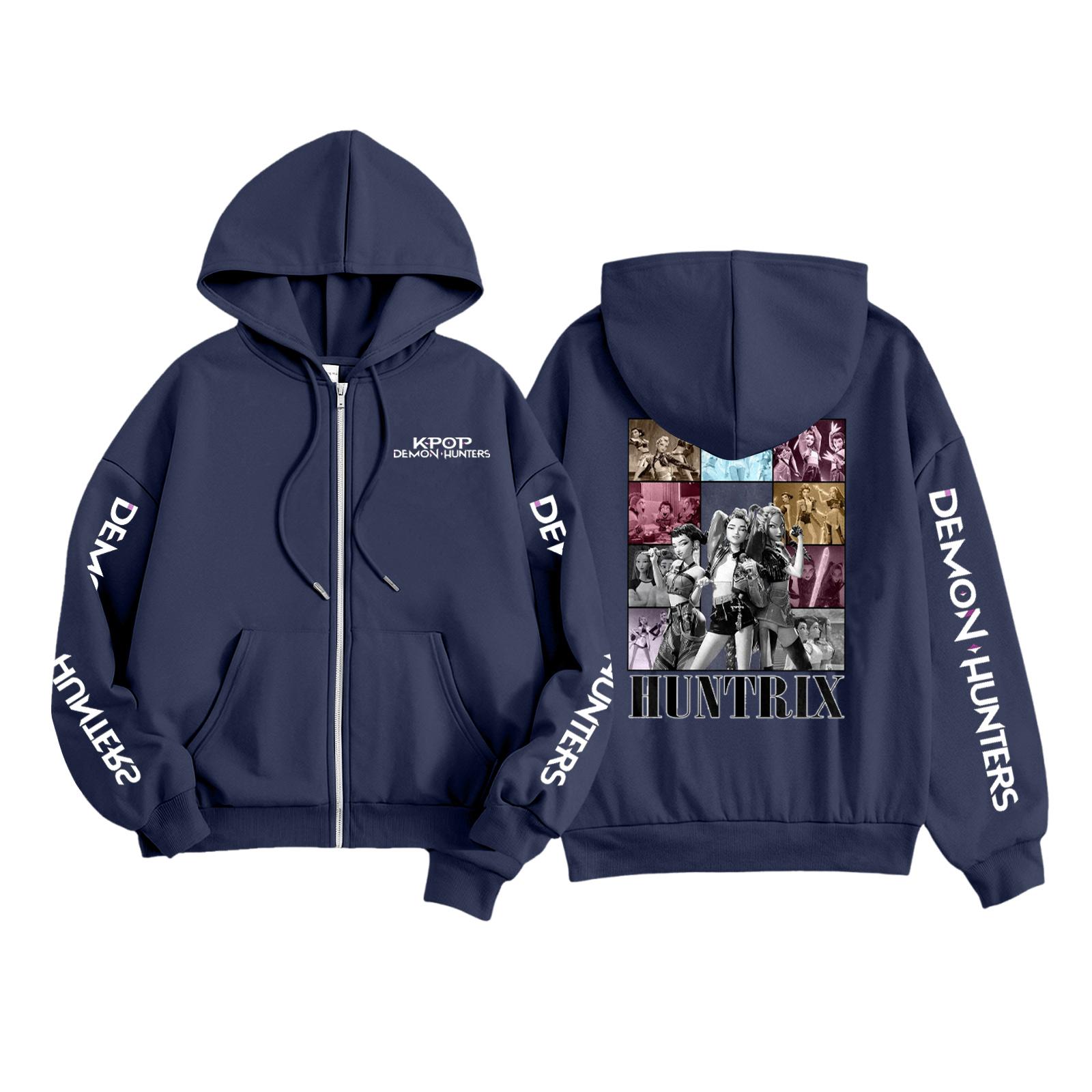 

Детская мода Женская легкая толстовка с длинным рукавом на молнии Толстовка с принтом и карманами 140 тёмно-синий