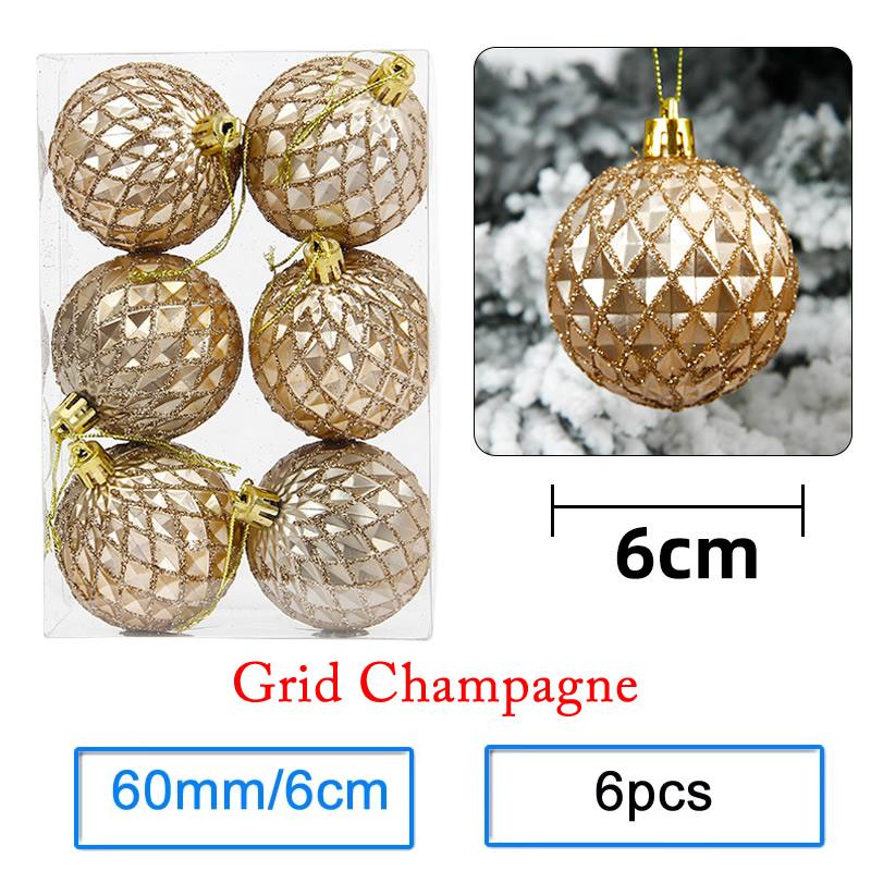 6 Stück/Los 6cm/2,4 Zoll Weihnachtsbaum Dekoration Farbe Hohlkugeln Schmuck Hängende Kugeln Für Haus Bar Party Dekoration