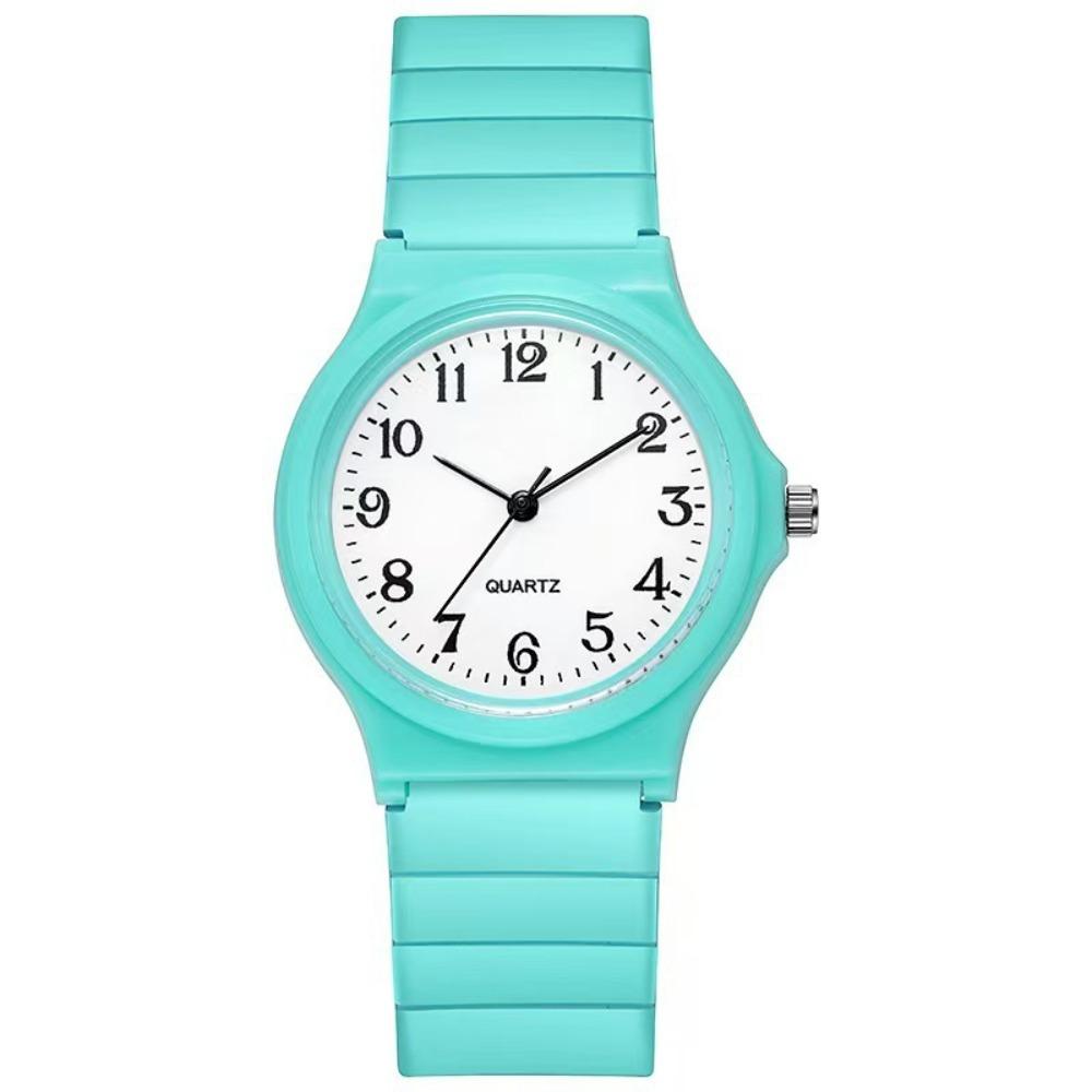 

Adjustable Silicone Strap Minimalist Digital Watch Small Dial Fashion Leisure Children s Quartz Watch Round Dial Student Watches зелёный