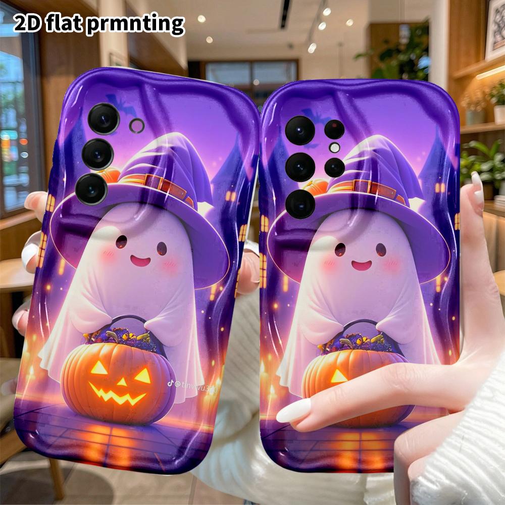 Phone Case: 2D flat, suitable for Samsung Galaxy A34 A35 M05 M06 S20 S22 S21 FE Plus 5G protective cases, Halloween little ghost, Christmas and Hallow