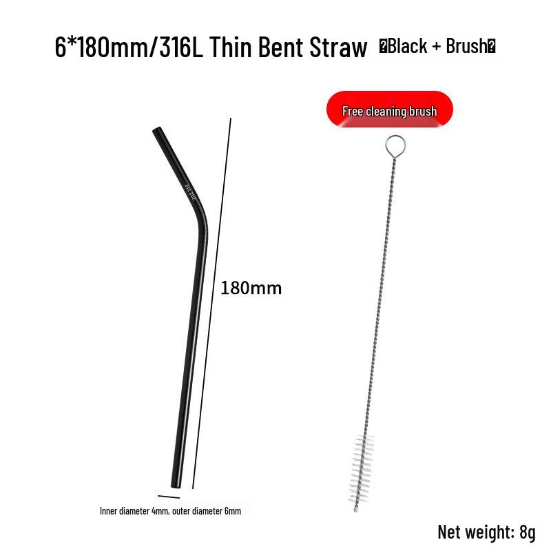 Hongjunda 316 Stainless Steel Reusable Bent Straw Set
