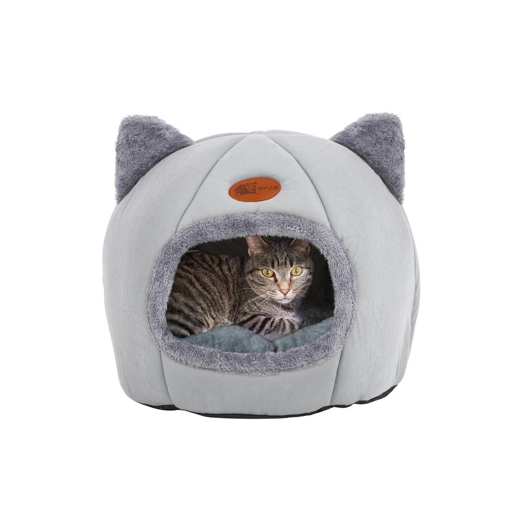 NSK Cat Pet Cat Cold Weather Indoor Cushion Included Dome-Shaped Bed, Bed, House, Warm, Fluffy, Protection, Use, Washable, (Gray, L)