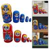 5 Pieces Matryoshka Doll Stacking Set Cartoon Figures Crafts Cute Traditional Wooden Russian