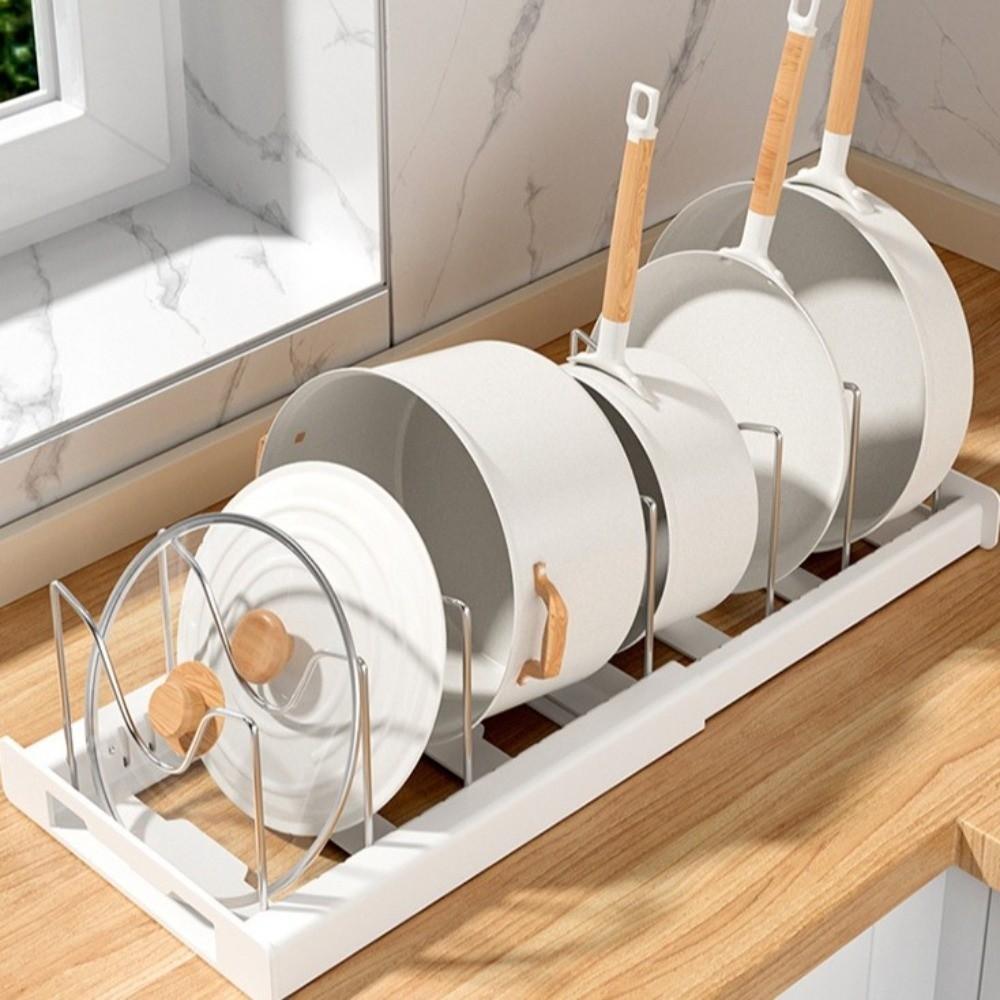 New Expandable Pans Organizer Rack Adjustable Kitchen Utensils Rack Pot Lid Organizer 7 Grid Pots Holder