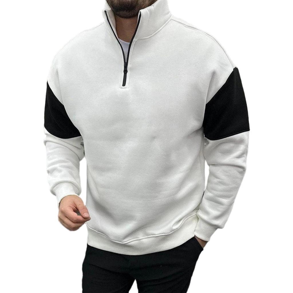 Mens Pullover Zip Lightweight Mock Neck Sweatshirt Fashion Long Sleeve Sweater Wniter Clothes