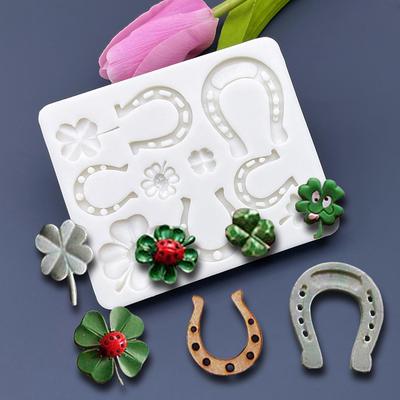 Potcoavă Trifoi cu Patru Foi Norocos Matriță Silicon Sugarcraft Instrumente Rășină Formă Copt Brioșe Instrumente Decorare Tort Fondant