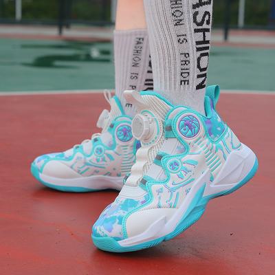 Boys' Shoes Kids' Breathable Running Sneakers Sports Kids Big Boys' Swivel Buckle Non-slip and Shock-absorbing Basketball Shoes