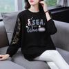 Tops Women's Fall and Winter Lace Hollow Loose Round Neck  Ing Shirt Simple Large Size Pullover Tops