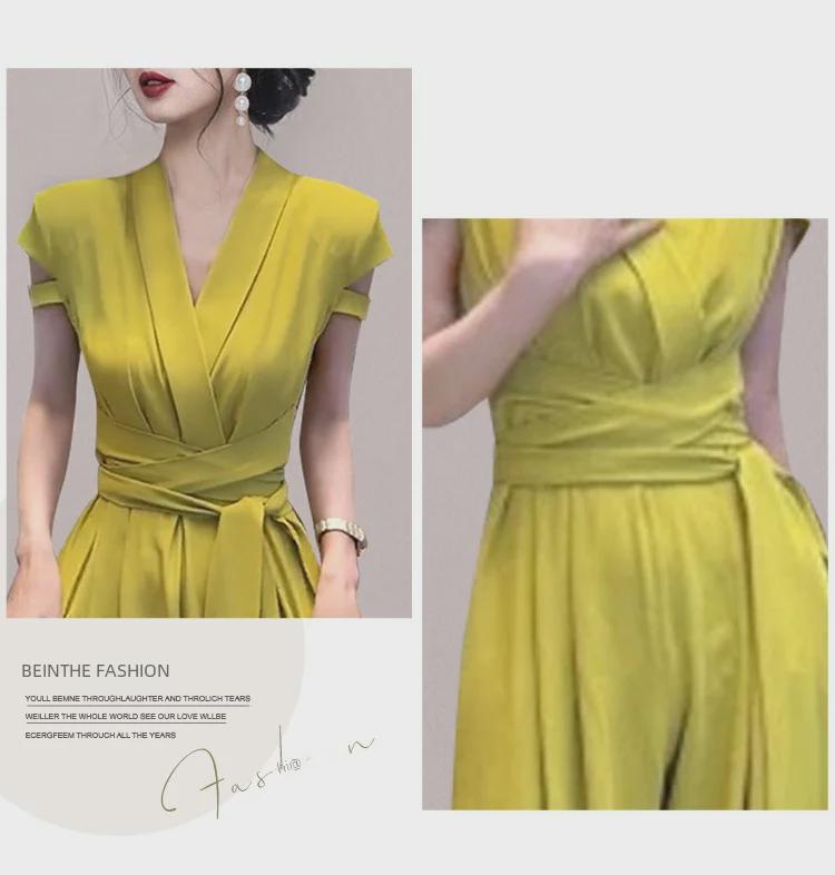 "Elegant Wide-Leg V-Neck Jumpsuit for Women - Summer Style"