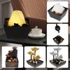 Tabletop Fountain Waterfall Indoor Cascading Resin-Rock Waterfall Fountain with LED Light Multifunct Home Ornament Craft
