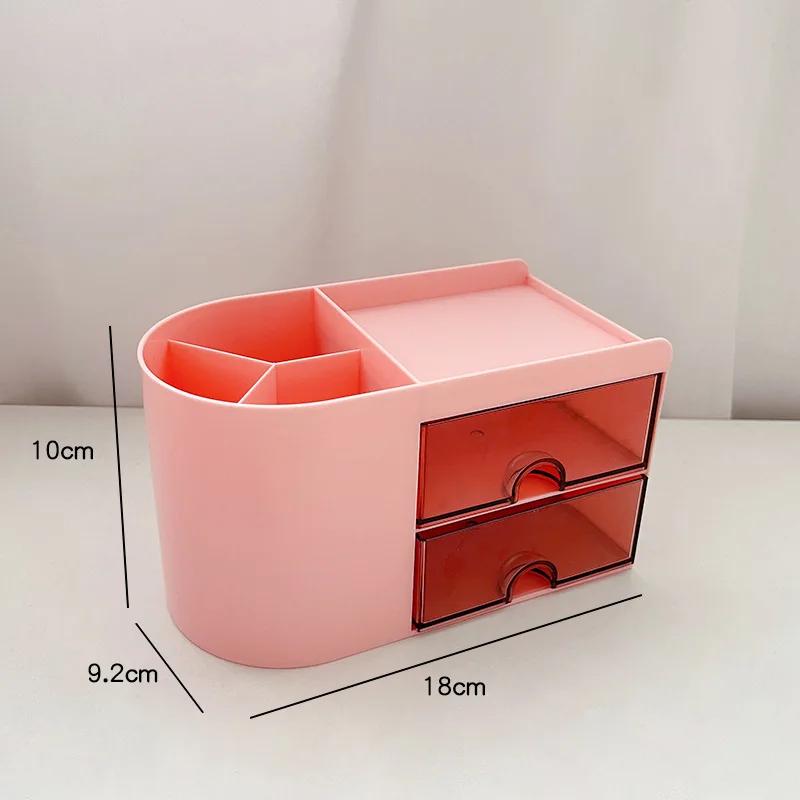 Simple Pen Holder With Drawer Multifunction Desktop Organizer Stationery Storage Box Student Office Desk Decorations