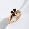 Black Natural Zircon Ring For Women Fashion  Rose Gold Color Crystal Flower Bride Ring Daily Fine Vintage Jewelry