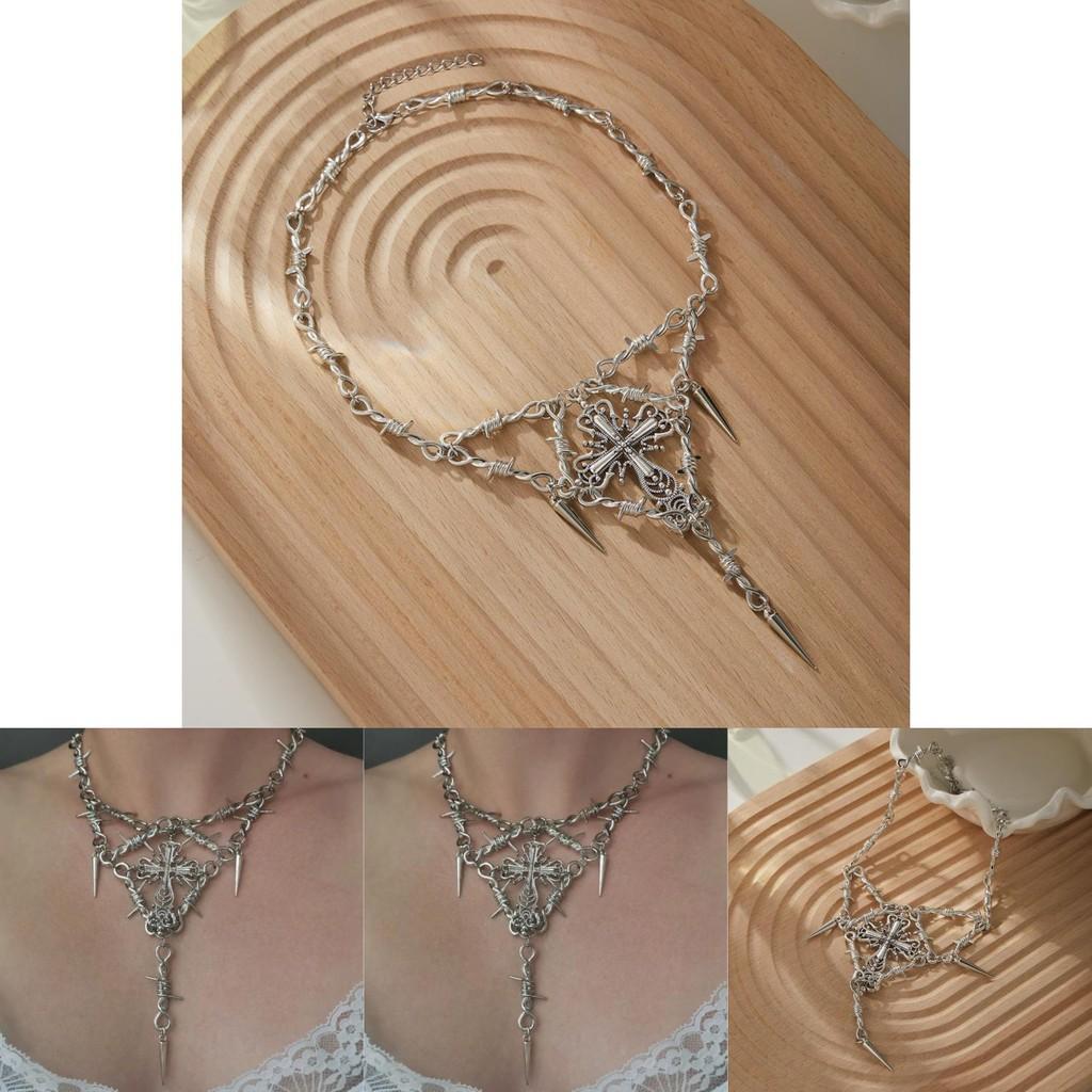 Thorn Cross Trendy Pendant Chain Necklace For Women Perfect For Stylish Everyday Wear