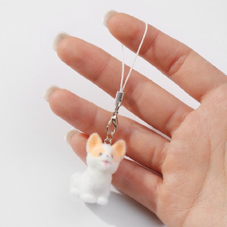 Fashionable Pink Plush Dog Pendant Adorable Flocking Puppy Bear Phone Charm Lightweight Phone Strap Chain Gift