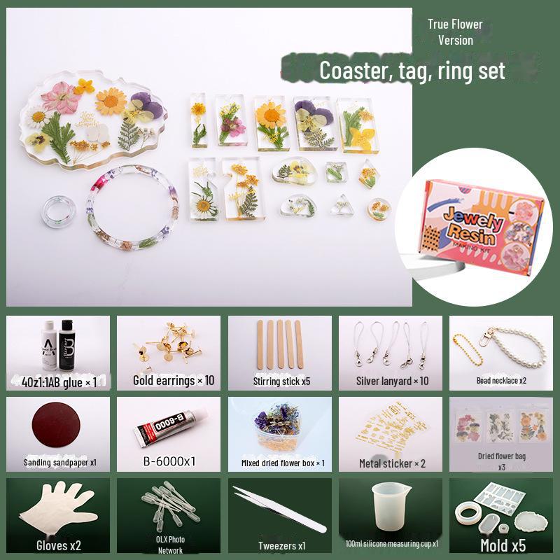 DIY Dried Flower Coaster Kit: Embossed Glue Gift Set for Teacher's Day