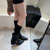 New retro short boots women's double belt buckle stacking boots fashion pleated pointed short boots boots