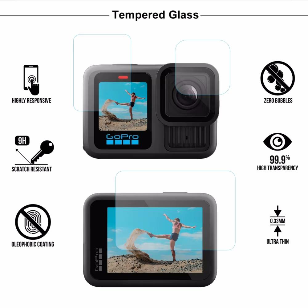 For GoPro Hero 13 Black Soft Silicone Protective Case Full Cover with Wrist Strap & Lens Cover Sprots Camera Accessories Kit