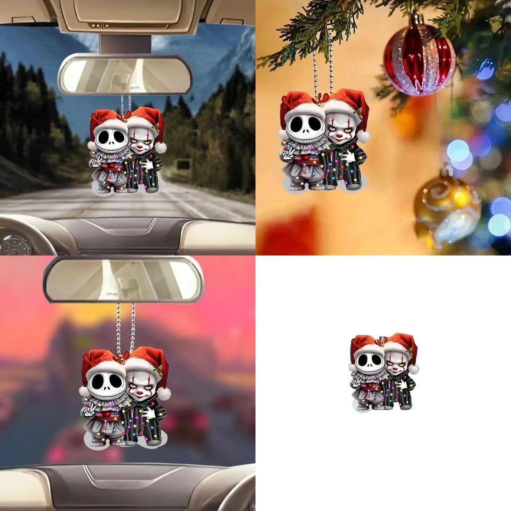 It Halloween Clown Acrylic Flat Surface Car Pendant For Auto Decor Interior