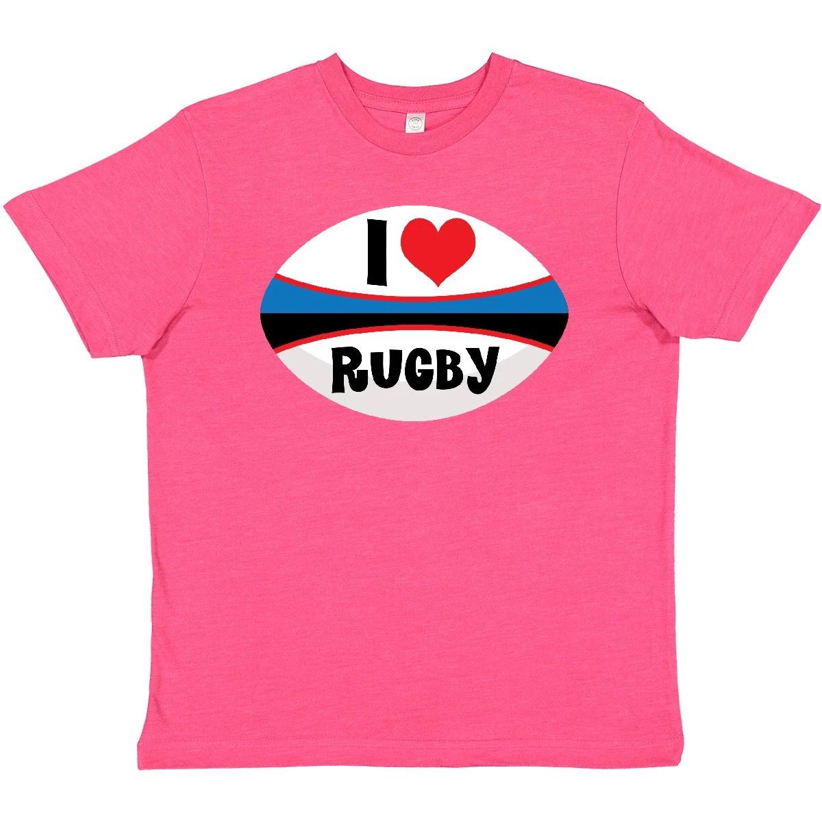 Inktastic I Love Rugby Sports Ball Youth T-Shirt Team Fan Heart Player Mom Tee 120