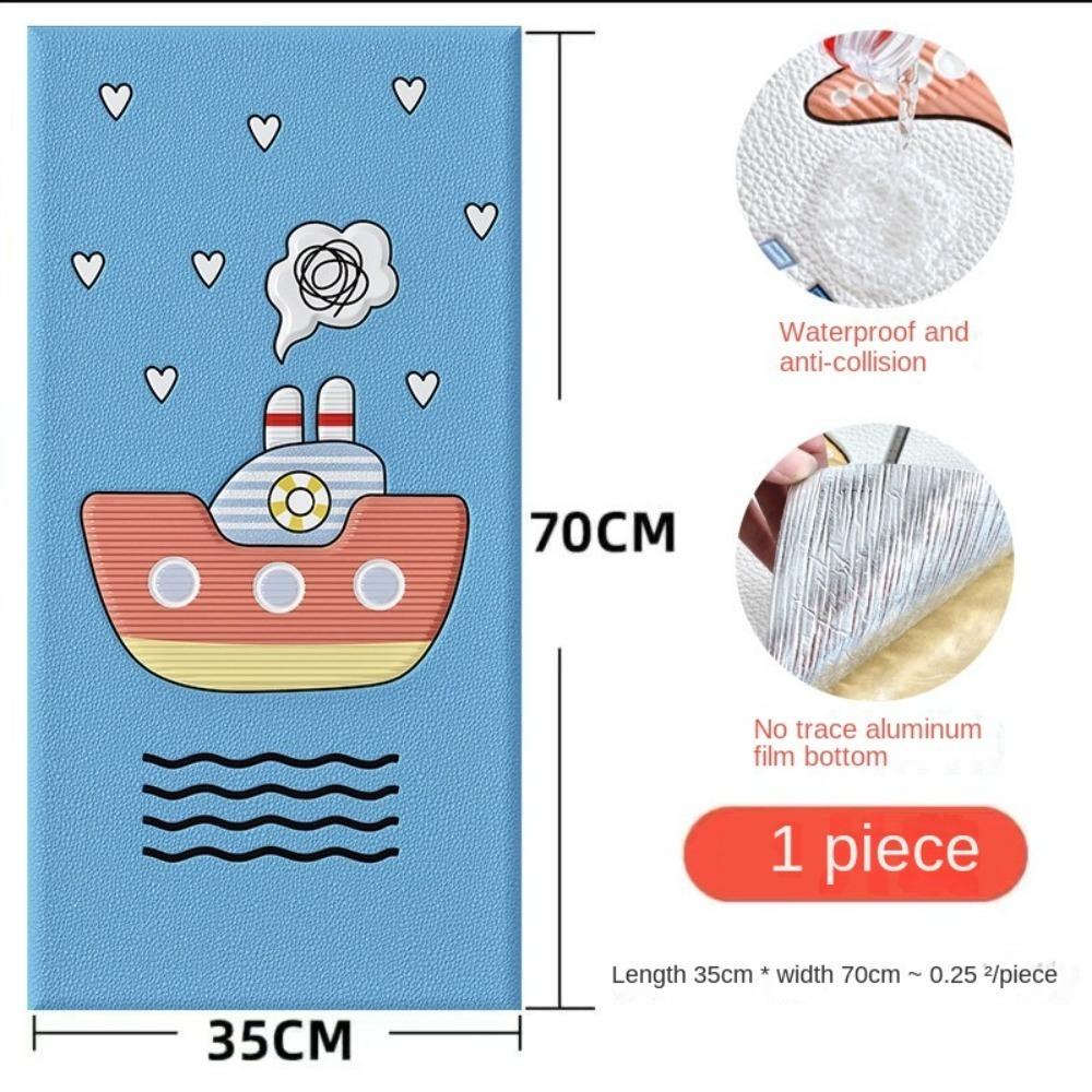

New Anti-collision 3D Wall Sticker Cute Thicken Wallpaper Self-adhesive Moisture Resistant Wall Mat Pad Kids Bedroom